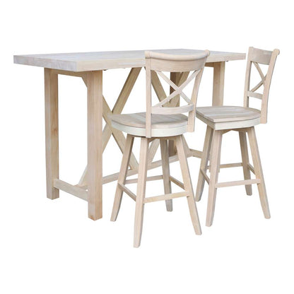 International Concepts - Bar Height Table with 2 Bar Height Stools - 30inSH - K-7228-42-S313SW-2 veiw 1