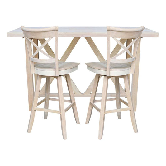 International Concepts - Bar Height Table with 2 Bar Height Stools - 30inSH - K-7228-42-S313SW-2 veiw 2