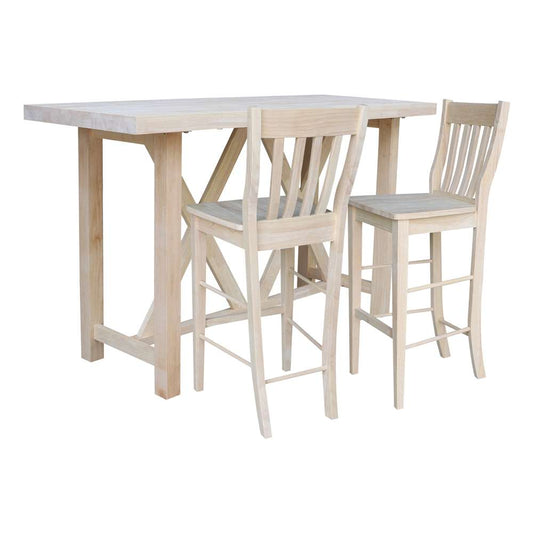 International Concepts - Bar Height Table with 2 Bar Height Stools - 30inSH - K-7228-42-S6163-2 veiw 1