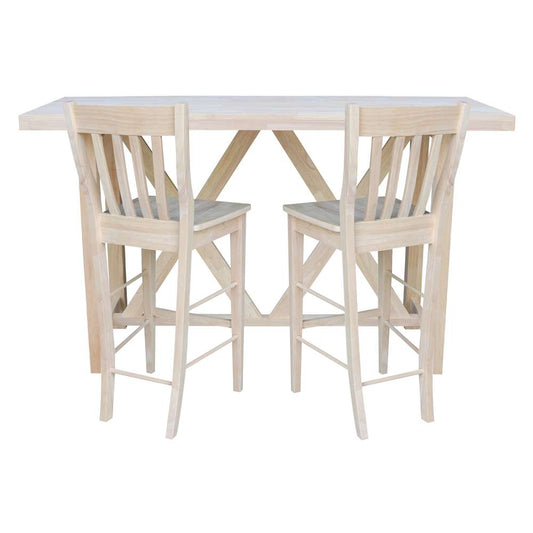 International Concepts - Bar Height Table with 2 Bar Height Stools - 30inSH - K-7228-42-S6163-2 veiw 2
