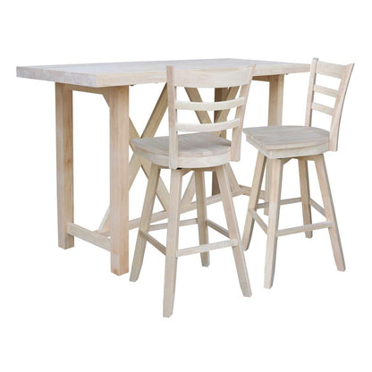 International Concepts - Bar Height Table with 2 Bar Height Stools - 30inSH - K-7228-42-S6173SW-2 veiw 1