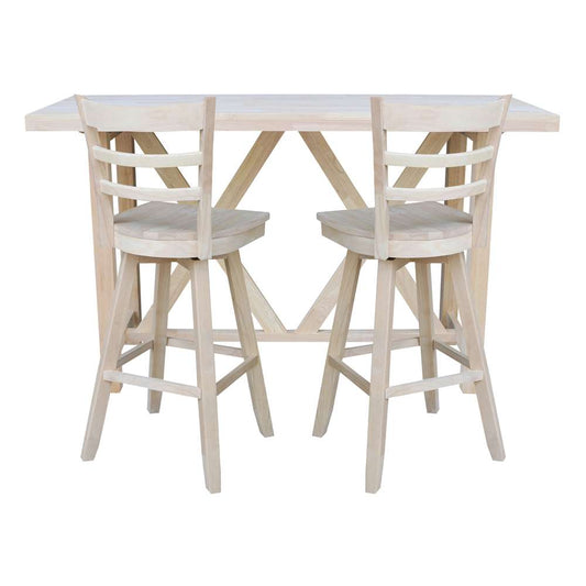 International Concepts - Bar Height Table with 2 Bar Height Stools - 30inSH - K-7228-42-S6173SW-2 veiw 2