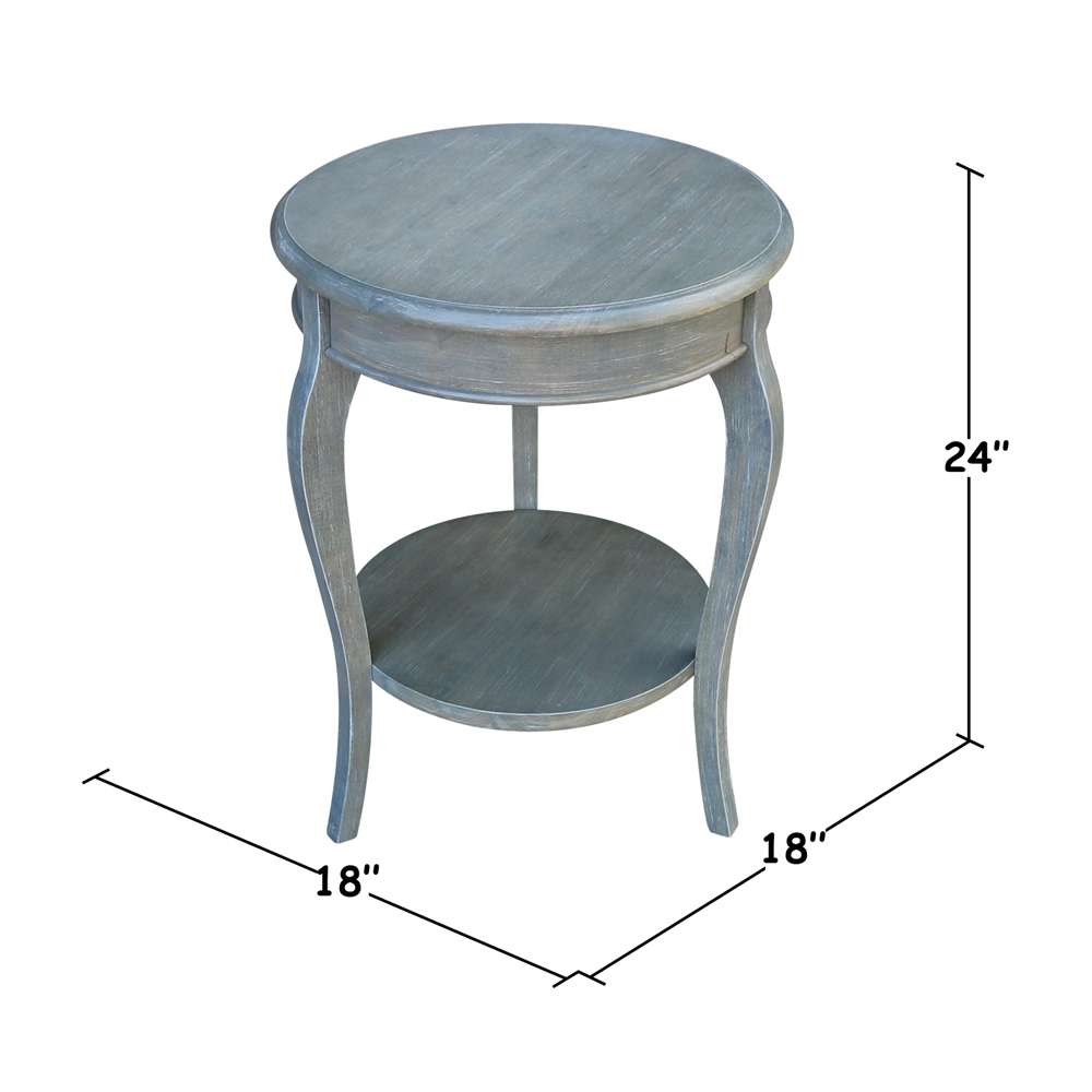International Concepts - Cambria Round End Table in Heather Grey-Antique Washed Finish - OT105-18R-18 veiw 2