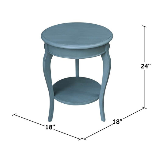 International Concepts - Cambria Round End Table in Ocean Blue - Antique Rubbed Finish - OT32-18R-18 veiw 2