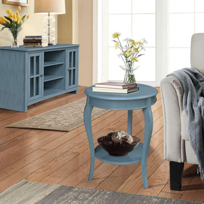 International Concepts - Cambria Round End Table in Ocean Blue - Antique Rubbed Finish - OT32-18R-18 veiw 3
