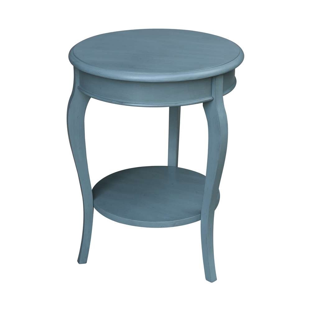 International Concepts - Cambria Round End Table in Ocean Blue - Antique Rubbed Finish - OT32-18R-18 veiw 4