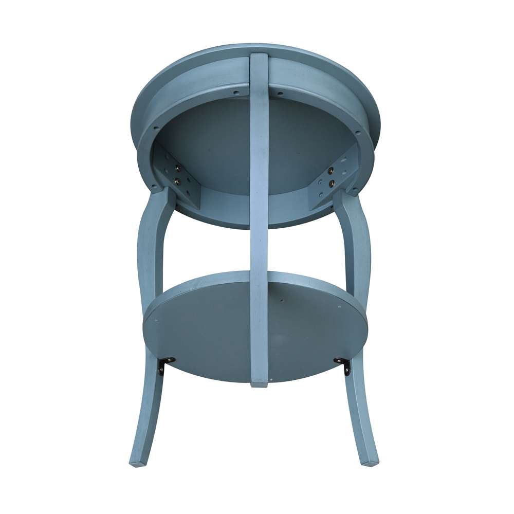 International Concepts - Cambria Round End Table in Ocean Blue - Antique Rubbed Finish - OT32-18R-18 veiw 6