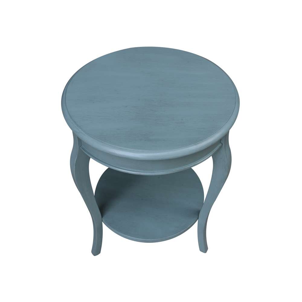 International Concepts - Cambria Round End Table in Ocean Blue - Antique Rubbed Finish - OT32-18R-18 veiw 7