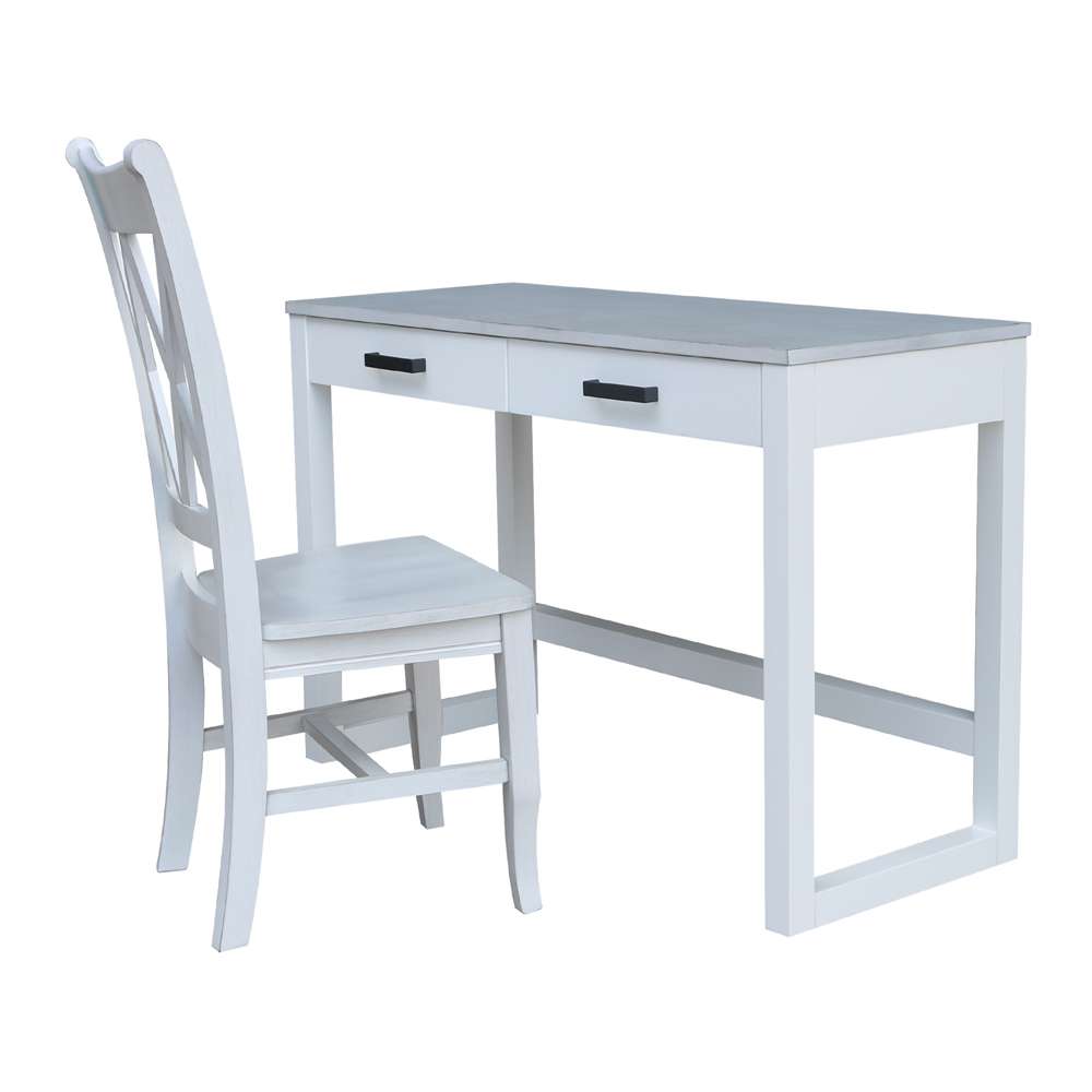 International Concepts - Carson Desk with 2 Drawers and Chair in Chalk/White Finish in Chalk/White Finish - K128-71-C220 veiw 1