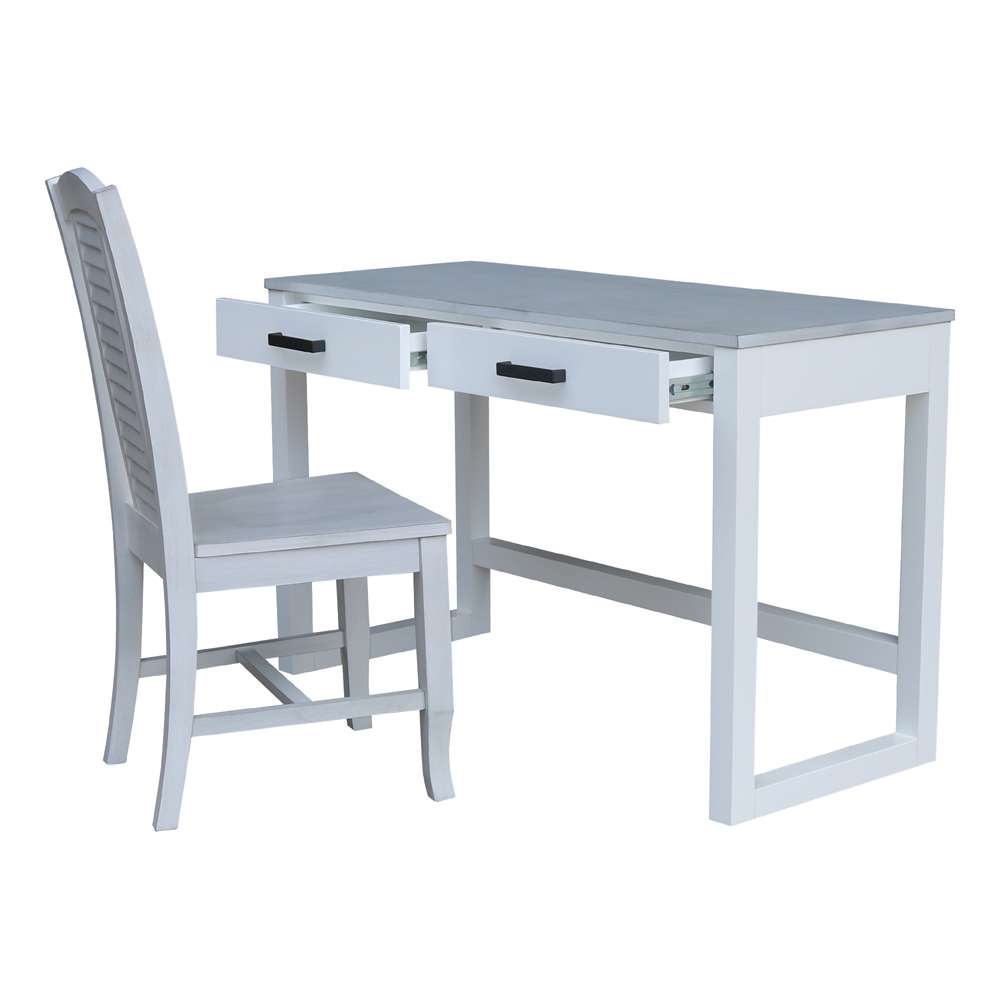 International Concepts - Carson Desk with 2 Drawers and Chair in Chalk/White Finish in Chalk/White Finish - K128-71-C45 veiw 4