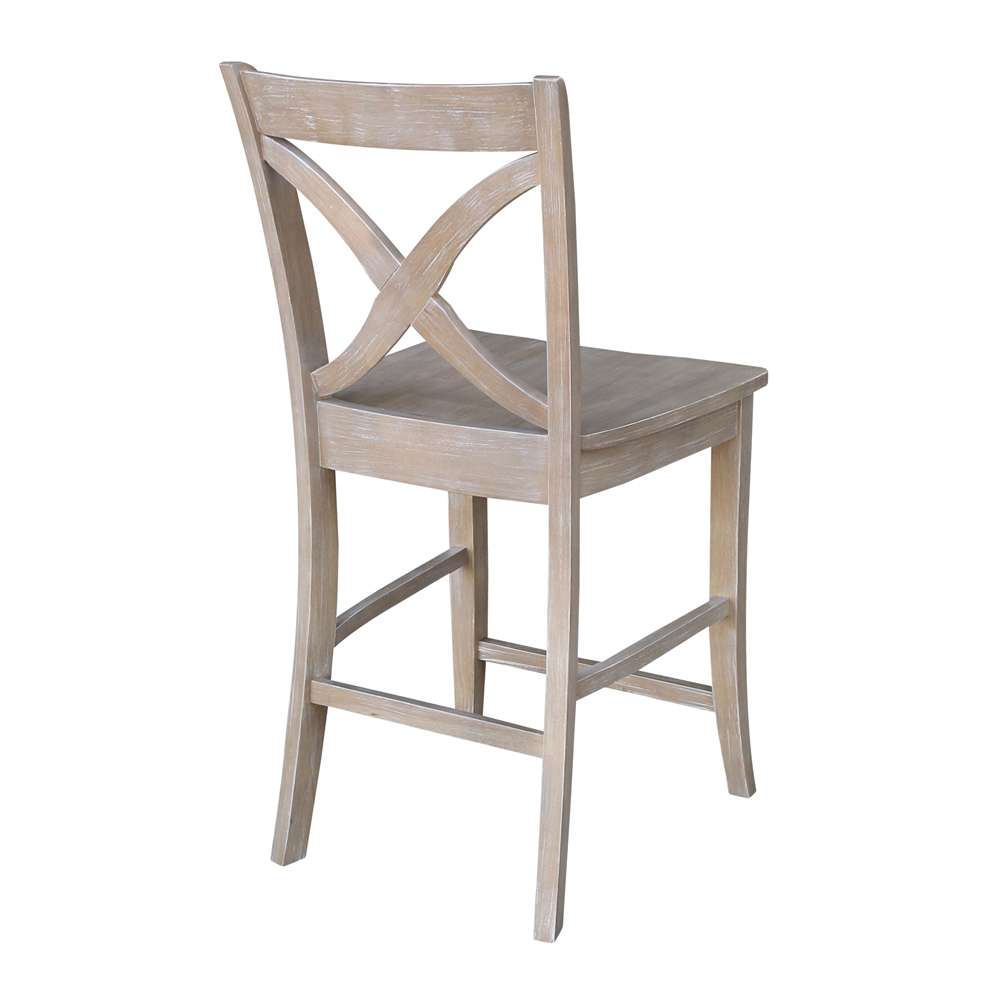 International Concepts - Cosmo Counter Height Stool - 24inSH in Washed Gray Taupe Finish - S09-142 veiw 2