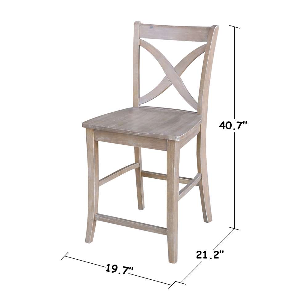 International Concepts - Cosmo Counter Height Stool - 24inSH in Washed Gray Taupe Finish - S09-142 veiw 3