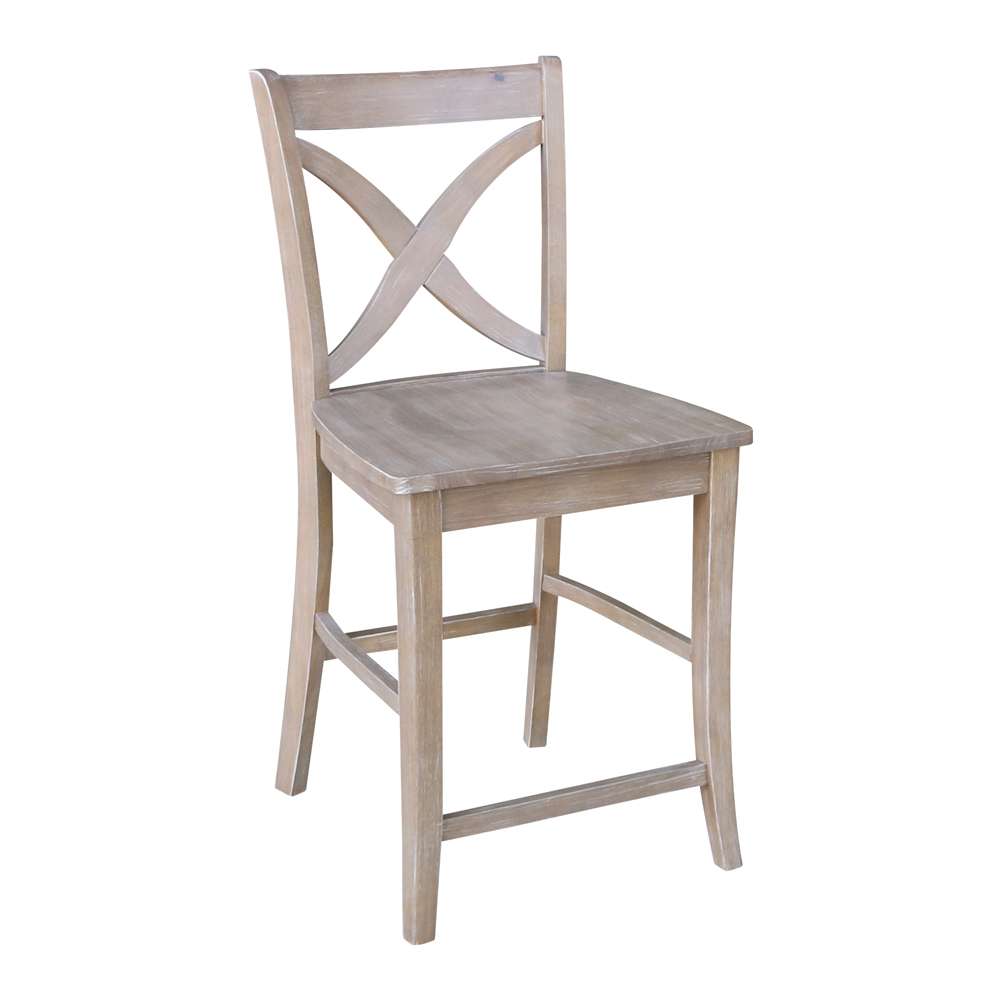 International Concepts - Cosmo Counter Height Stool - 24inSH in Washed Gray Taupe Finish - S09-142 veiw 4