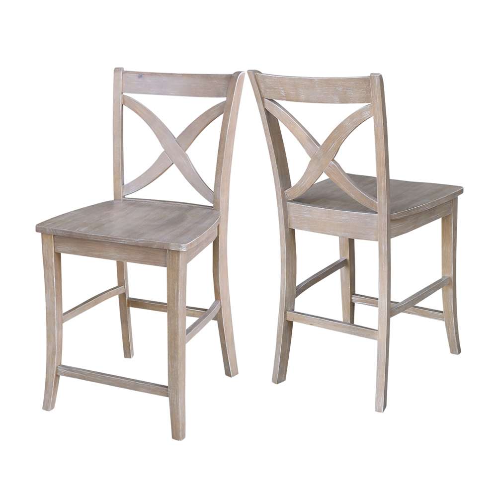 International Concepts - Cosmo Counter Height Stool - 24inSH in Washed Gray Taupe Finish - S09-142 veiw 5