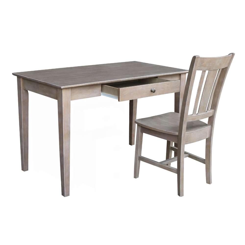 International Concepts - Desk with Drawer - Basic Size and Chair in Washed Gray Taupe Finish in Washed Gray Taupe Finish - K09-OF-41-C10 veiw 3