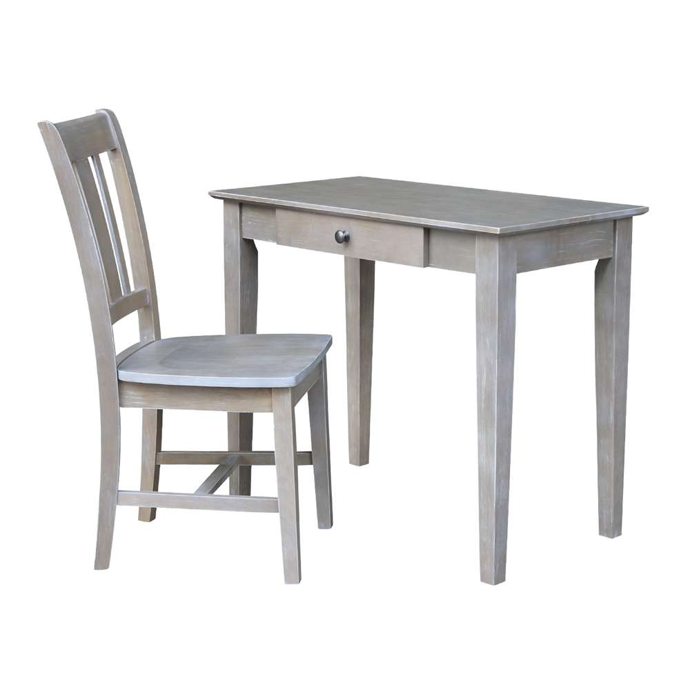 International Concepts - Desk with Drawer - Small Size and Chair in Washed Gray Taupe Finish in Washed Gray Taupe Finish - K09-OF-49-C10 veiw 1