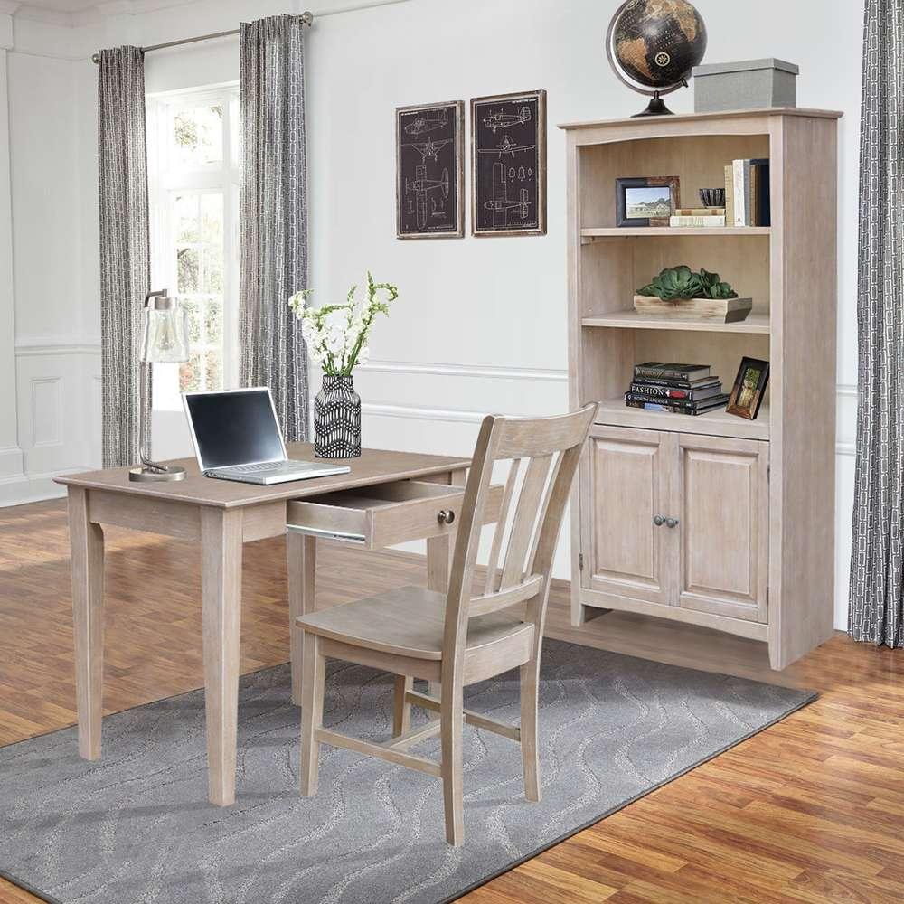 International Concepts - Desk with Drawer - Small Size and Chair in Washed Gray Taupe Finish in Washed Gray Taupe Finish - K09-OF-49-C10 veiw 3