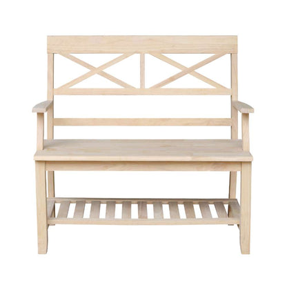 International Concepts - Double X-Back Bench with Arms and Shelf - BE-1 veiw 4