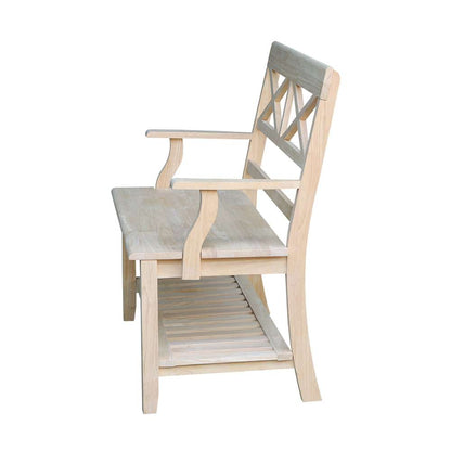 International Concepts - Double X-Back Bench with Arms and Shelf - BE-1 veiw 6