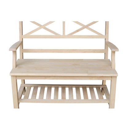 International Concepts - Double X-Back Bench with Arms and Shelf - BE-1 veiw 8