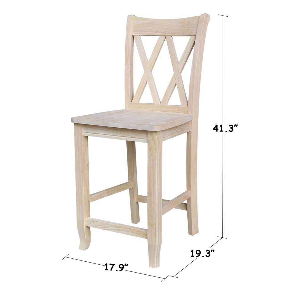 International Concepts - Double inXin Back Counter Height Stool - 24inSH  - S-202 veiw 3
