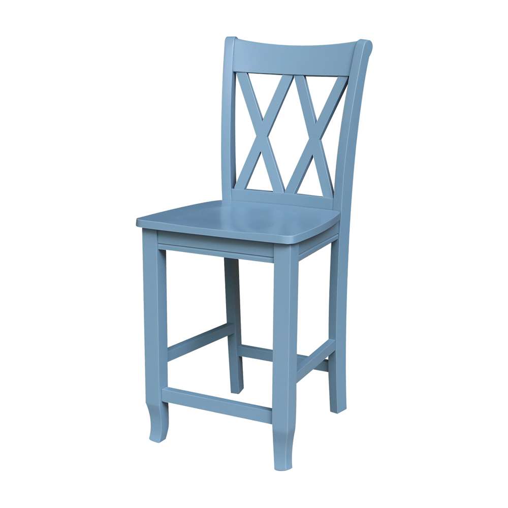 International Concepts - Double inXin Back Counter Height Stool - 24inSH in Smoked Blue Finish - S86-202 veiw 1