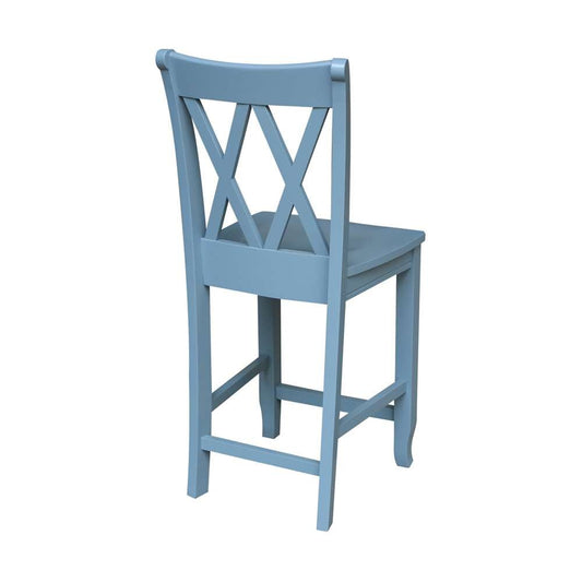 International Concepts - Double inXin Back Counter Height Stool - 24inSH in Smoked Blue Finish - S86-202 veiw 2