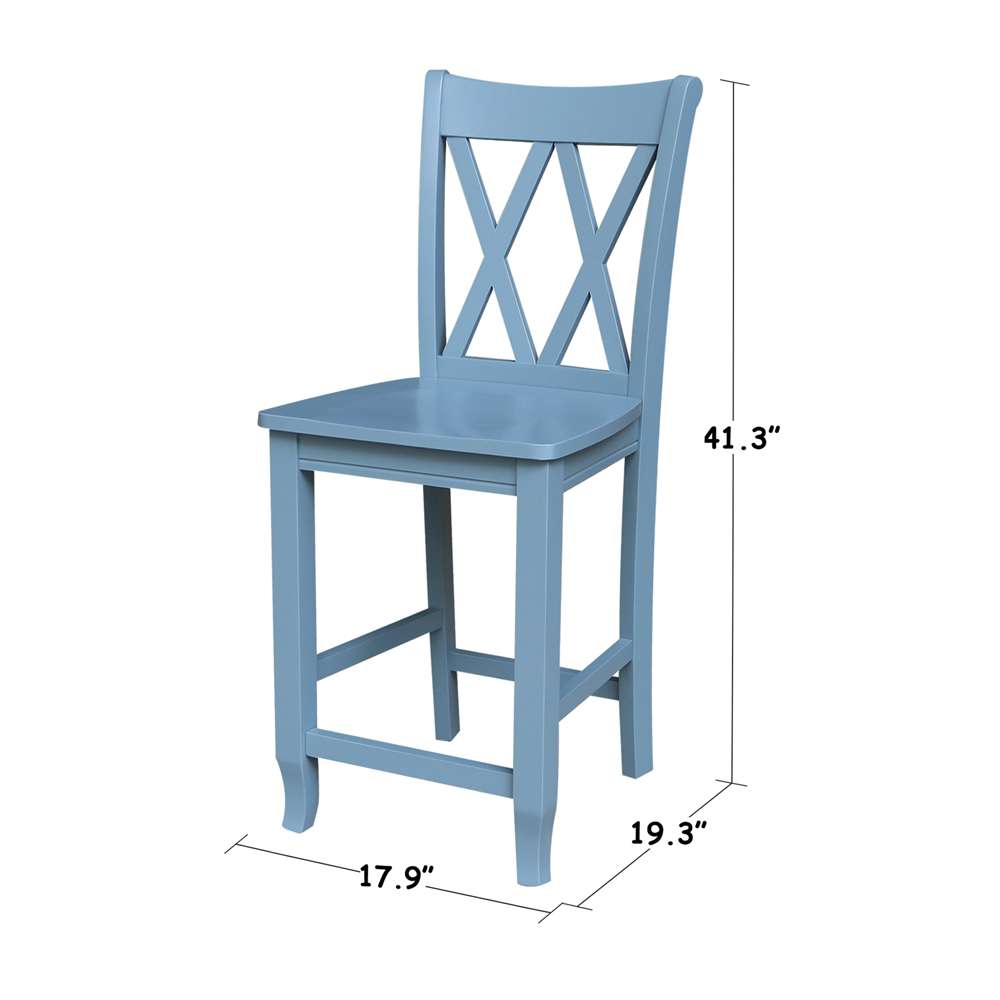 International Concepts - Double inXin Back Counter Height Stool - 24inSH in Smoked Blue Finish - S86-202 veiw 3