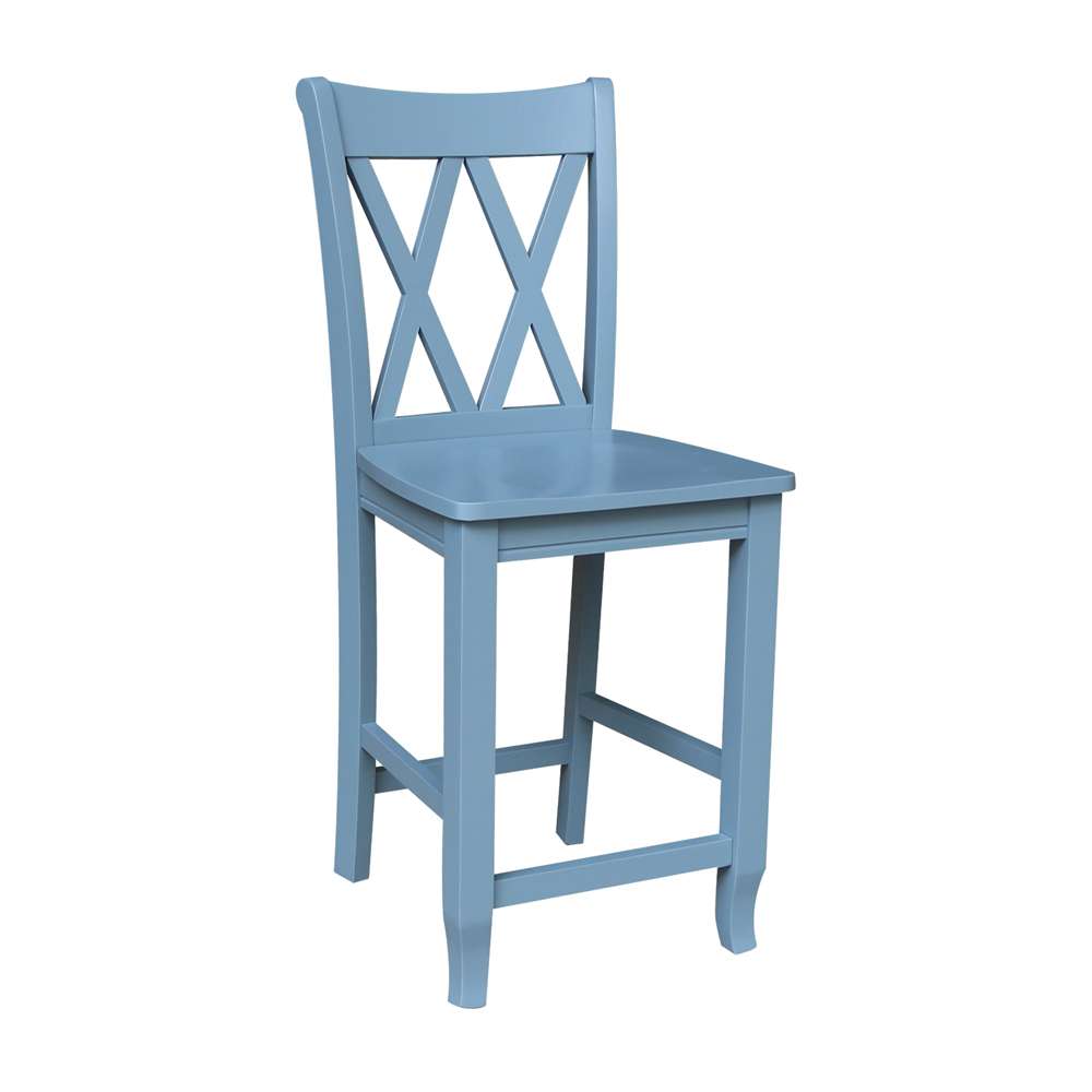 International Concepts - Double inXin Back Counter Height Stool - 24inSH in Smoked Blue Finish - S86-202 veiw 4