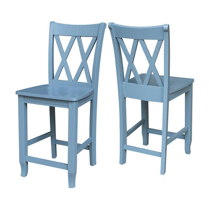 International Concepts - Double inXin Back Counter Height Stool - 24inSH in Smoked Blue Finish - S86-202 veiw 5
