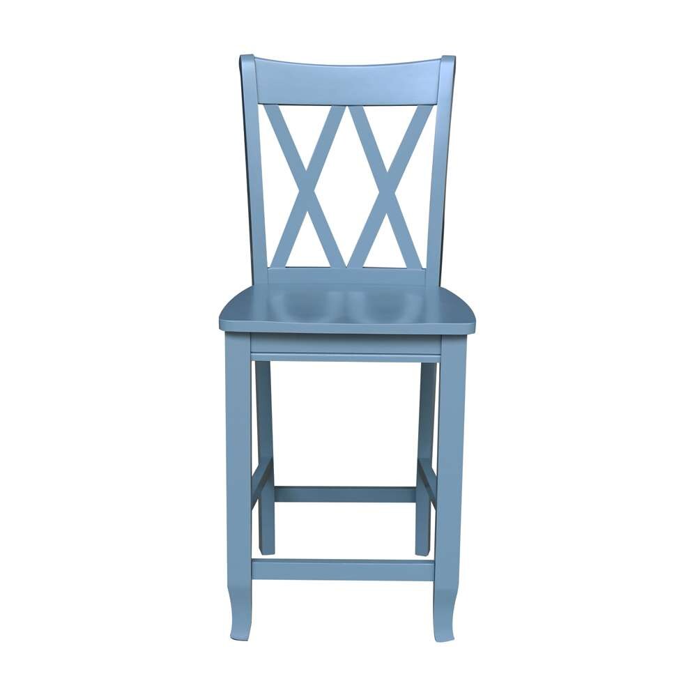 International Concepts - Double inXin Back Counter Height Stool - 24inSH in Smoked Blue Finish - S86-202 veiw 6