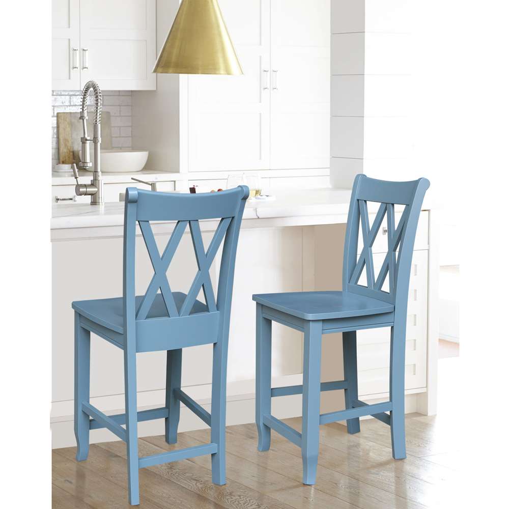International Concepts - Double inXin Back Counter Height Stool - 24inSH in Smoked Blue Finish - S86-202 veiw 7