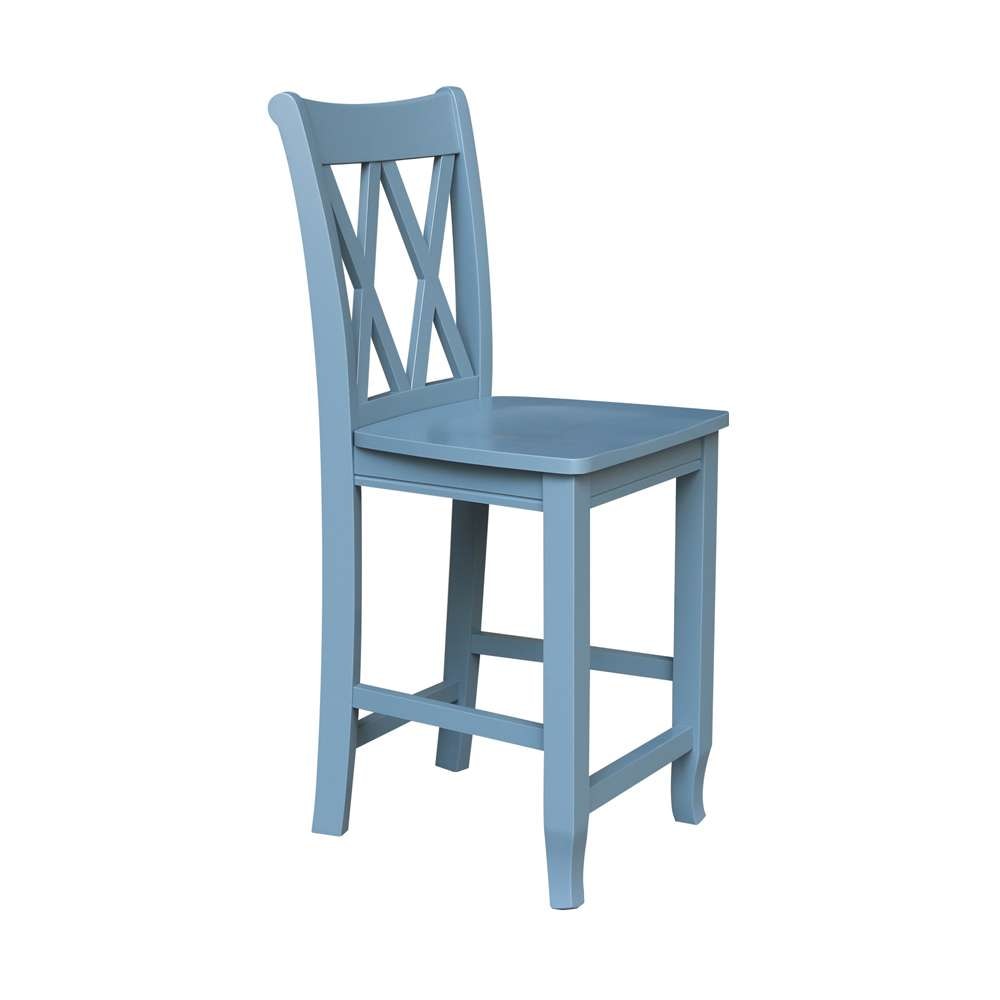 International Concepts - Double inXin Back Counter Height Stool - 24inSH in Smoked Blue Finish - S86-202 veiw 8