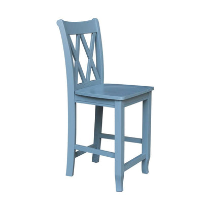 International Concepts - Double inXin Back Counter Height Stool - 24inSH in Smoked Blue Finish - S86-202 veiw 8
