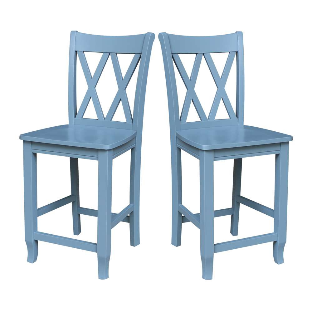 International Concepts - Double inXin Back Counter Height Stool - 24inSH in Smoked Blue Finish - S86-202 veiw 9