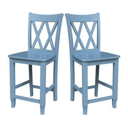 International Concepts - Double inXin Back Counter Height Stool - 24inSH in Smoked Blue Finish - S86-202 veiw 9