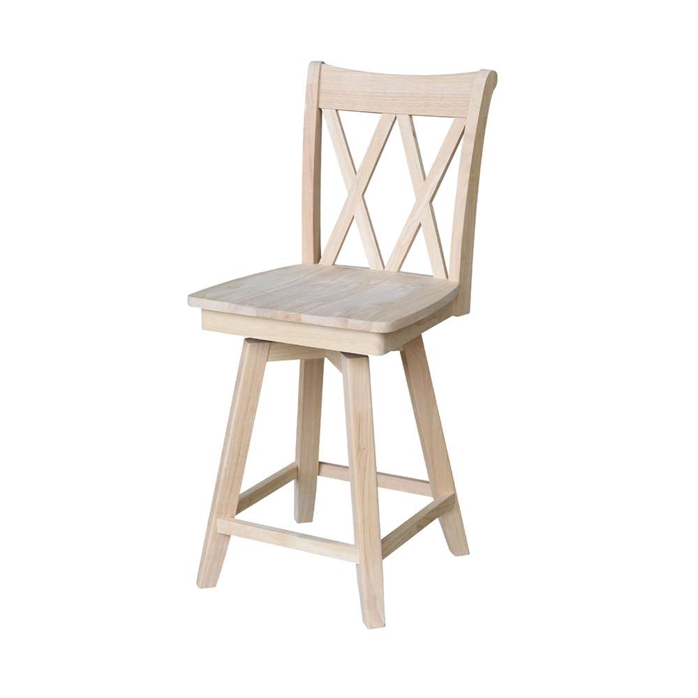 International Concepts - Double inXin Back Counter Height Stool - 24inSH  - S-202SW veiw 1