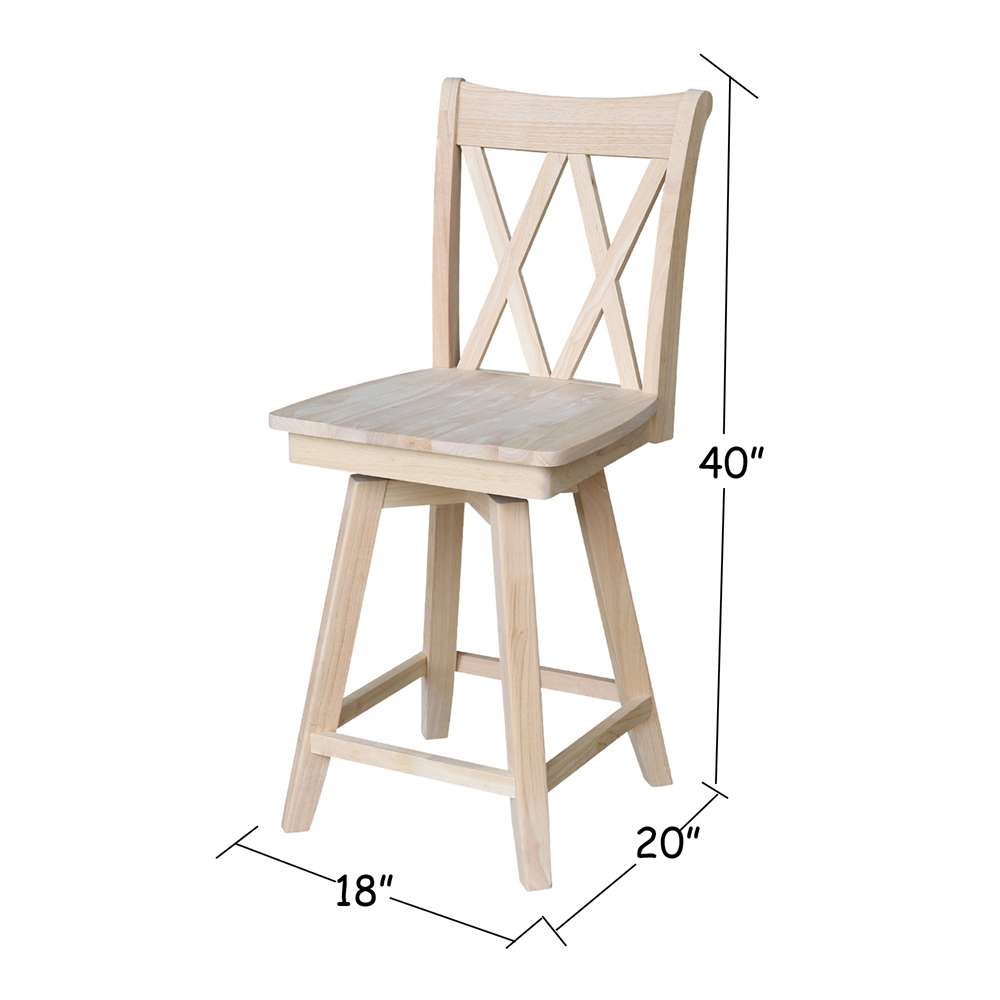 International Concepts - Double inXin Back Counter Height Stool - 24inSH  - S-202SW veiw 3