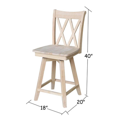 International Concepts - Double inXin Back Counter Height Stool - 24inSH  - S-202SW veiw 3