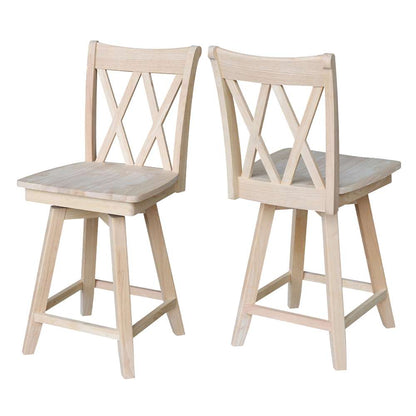 International Concepts - Double inXin Back Counter Height Stool - 24inSH  - S-202SW veiw 5