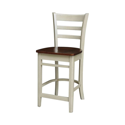 International Concepts - Emily Counter Height Stool - 24inSH in Antiqued Almond/Espresso Finish - S12-6172 veiw 1