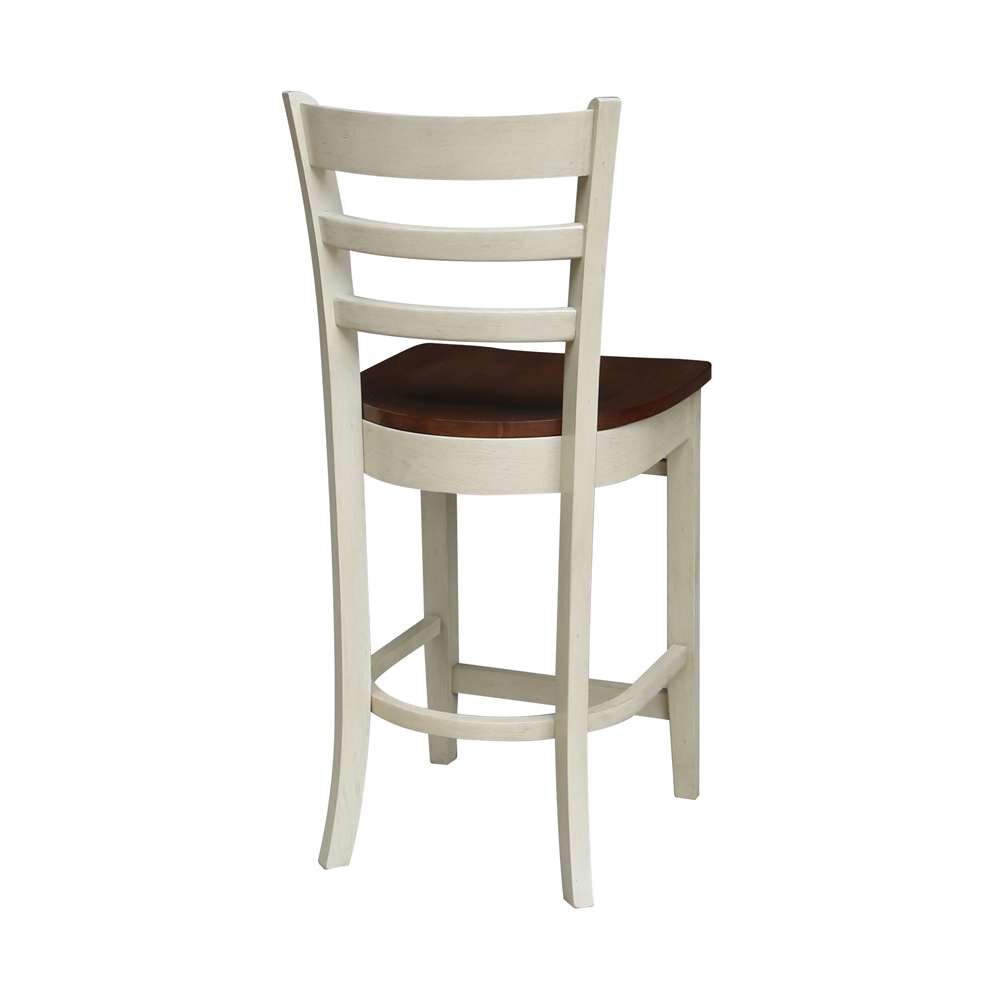 International Concepts - Emily Counter Height Stool - 24inSH in Antiqued Almond/Espresso Finish - S12-6172 veiw 2