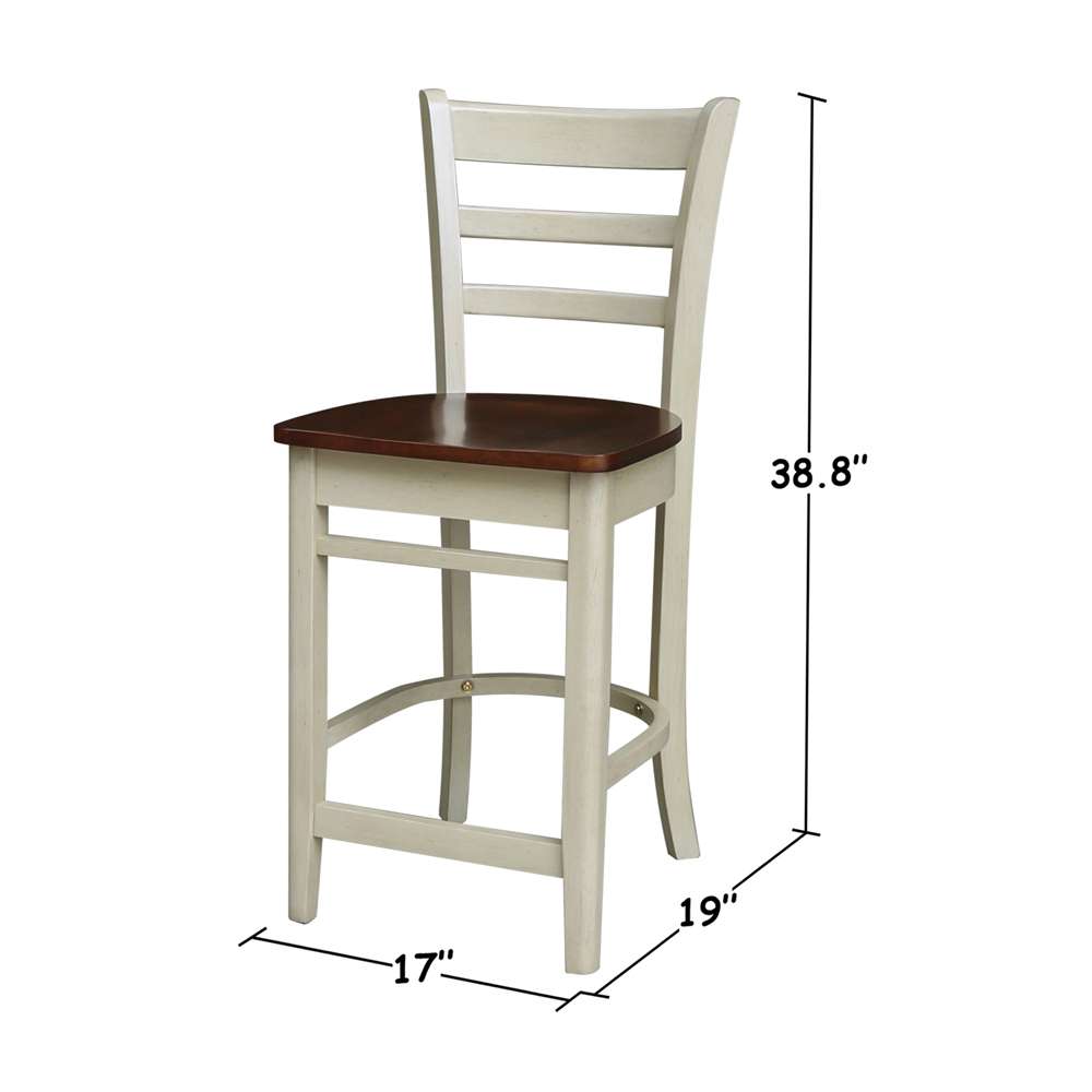 International Concepts - Emily Counter Height Stool - 24inSH in Antiqued Almond/Espresso Finish - S12-6172 veiw 3