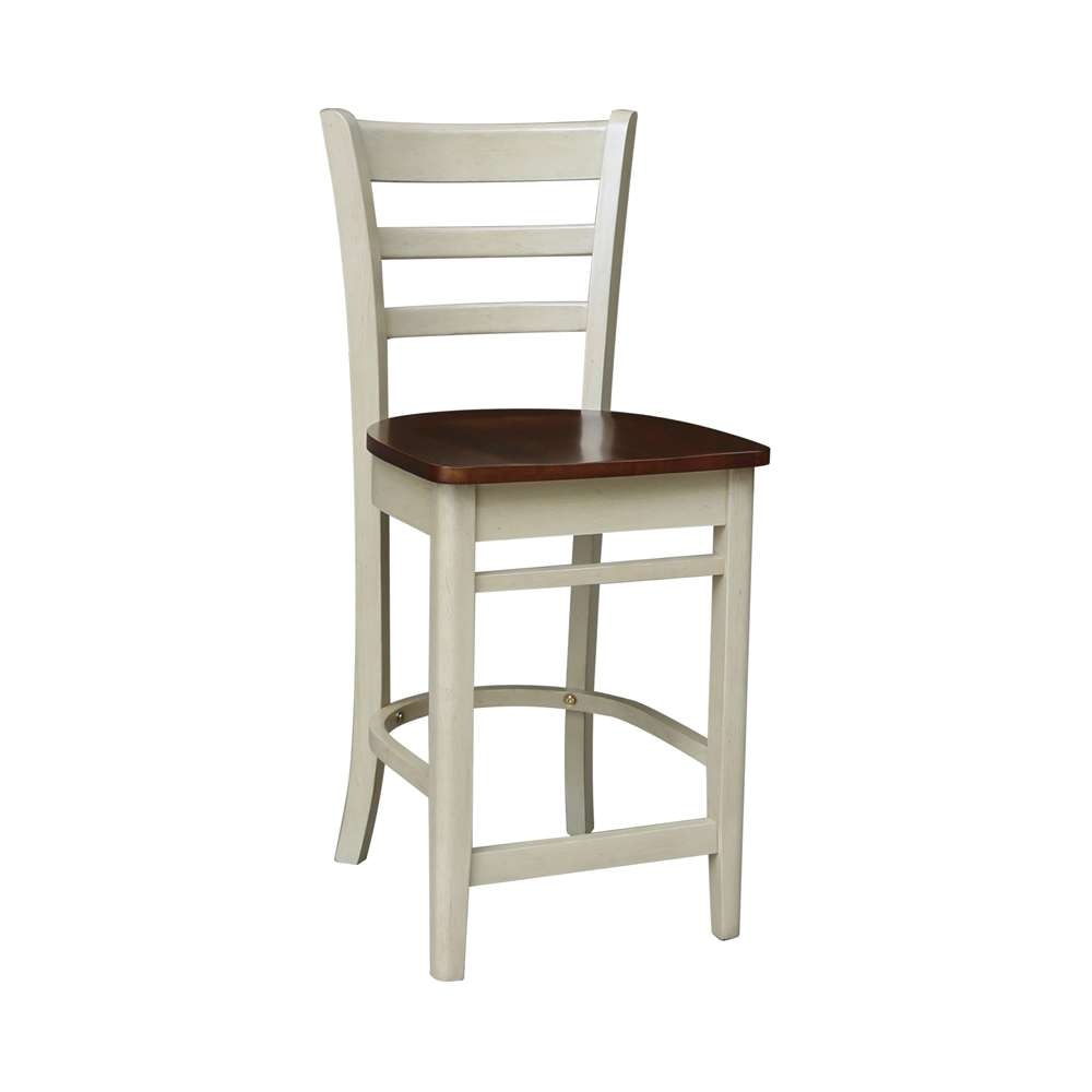 International Concepts - Emily Counter Height Stool - 24inSH in Antiqued Almond/Espresso Finish - S12-6172 veiw 4