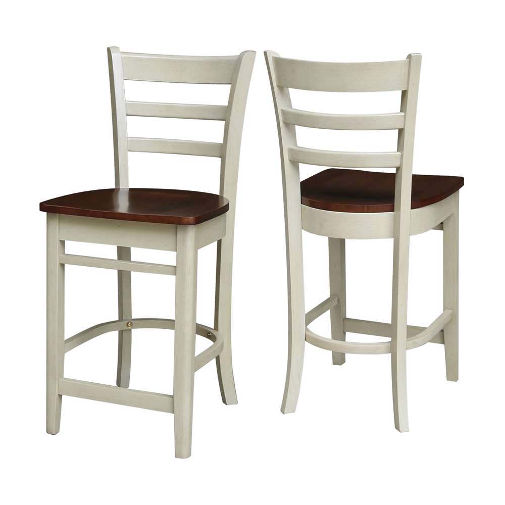 International Concepts - Emily Counter Height Stool - 24inSH in Antiqued Almond/Espresso Finish - S12-6172 veiw 5