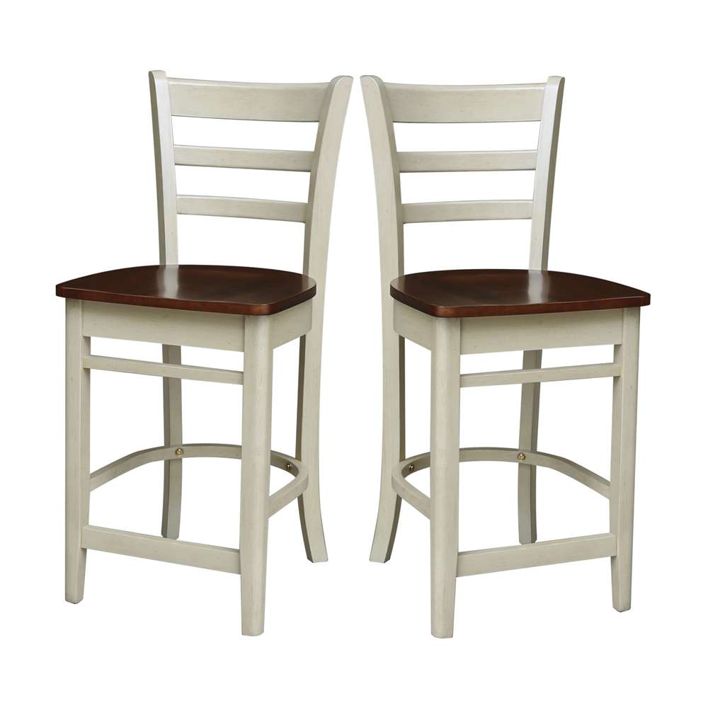 International Concepts - Emily Counter Height Stool - 24inSH in Antiqued Almond/Espresso Finish - S12-6172 veiw 8