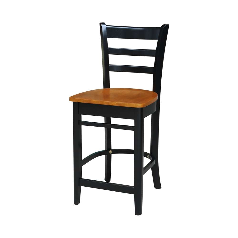 International Concepts - Emily Counter Height Stool - 24inSH in Black / Cherry Finish - S57-6172 veiw 1
