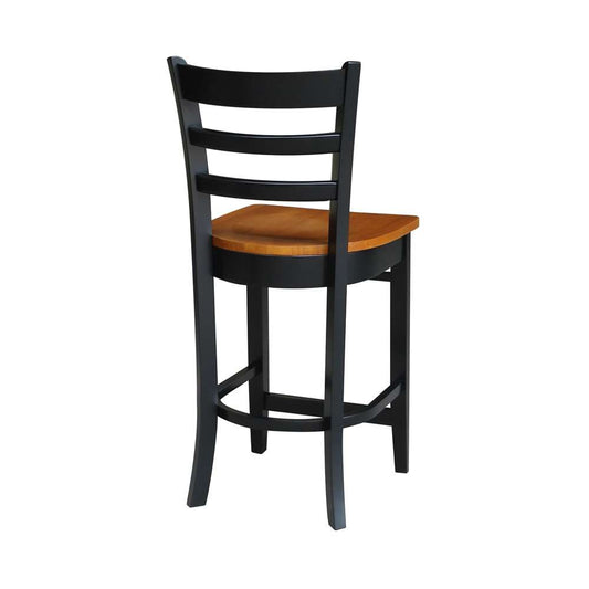 International Concepts - Emily Counter Height Stool - 24inSH in Black / Cherry Finish - S57-6172 veiw 2