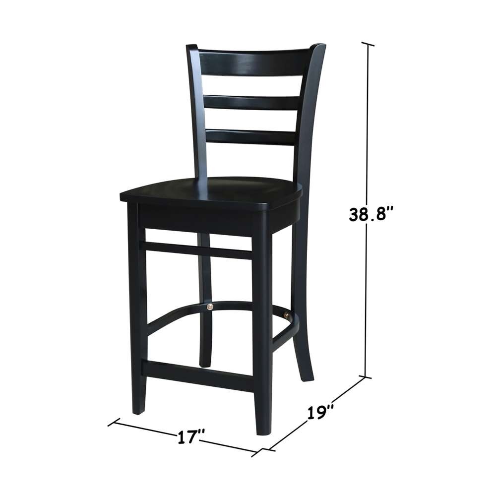 International Concepts - Emily Counter Height Stool - 24inSH in Black Finish - S46-6172 veiw 3