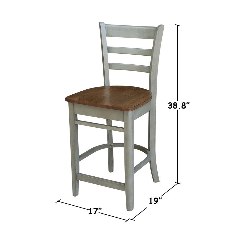 International Concepts - Emily Counter Height Stool - 24inSH in Hickory/Stone Finish - S41-6172 veiw 3